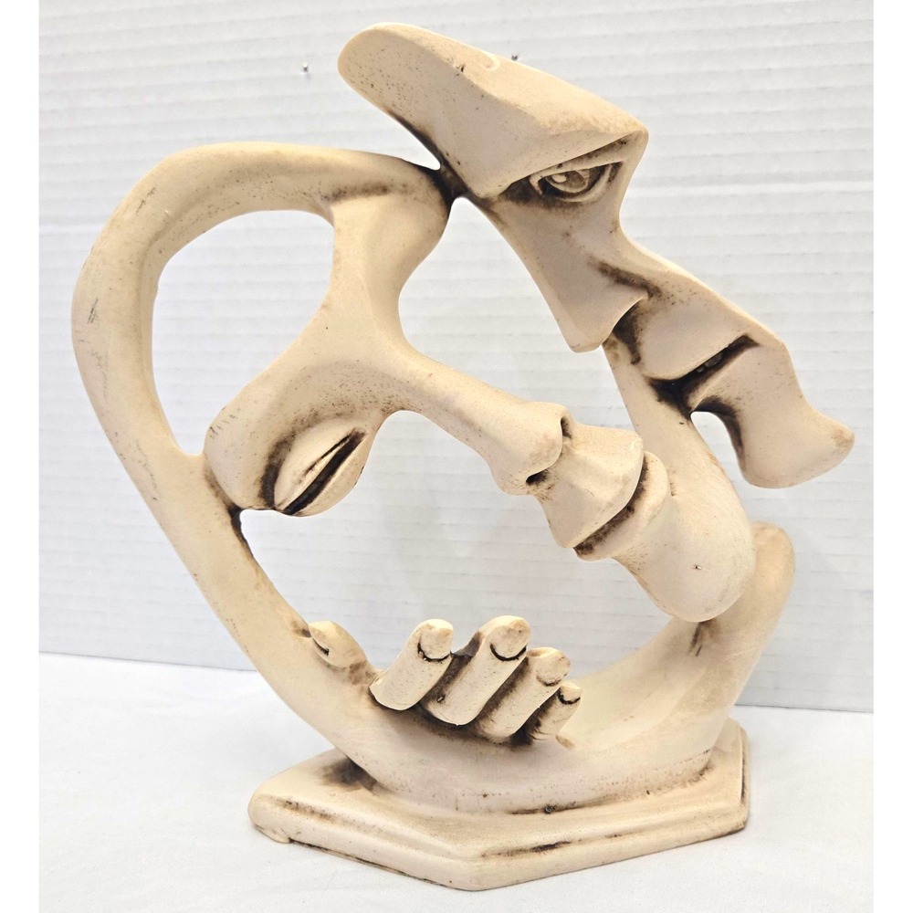 JART Mexico Abstract Sculpture Modernist Kissing Faces MCM Style Brutalist Resin